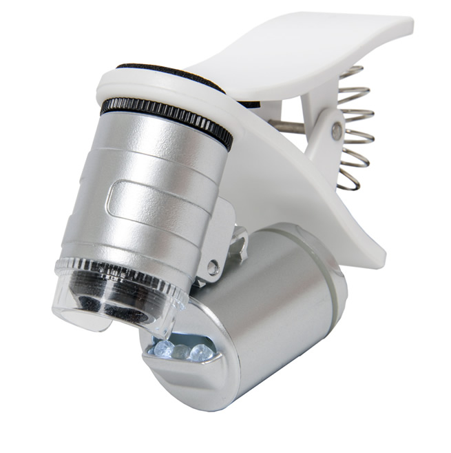 White Hydrofarm Active Eye AEM60C Universal Phone Microscope 60x with clamp