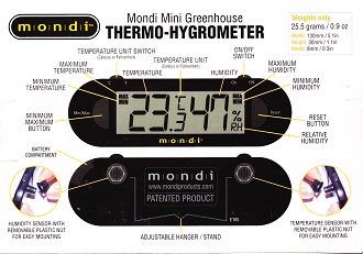 MONDI Mini Greenhouse Thermo-Hygrometer direct from Growers House